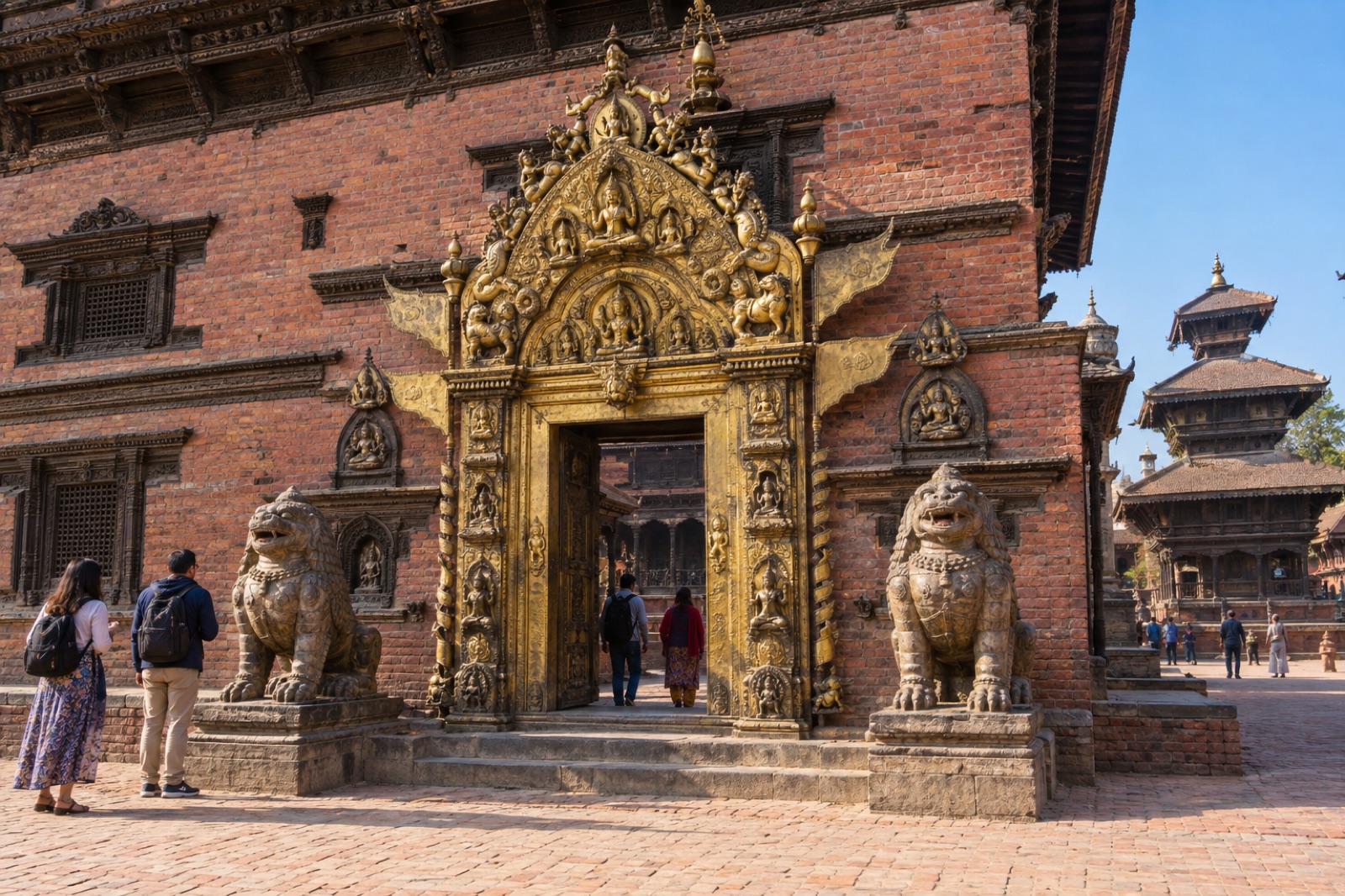 The gilded Golden Gate (Sun Dhoka) of the royal palace on Bhaktapur Durbar Square
